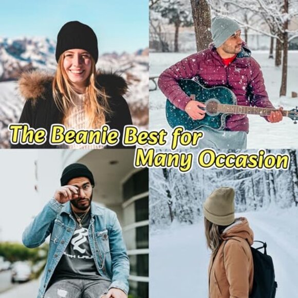 Unisex Knit Beanie Set Winter Warm Stretchy Soft Classic Minimal Style main image 4
